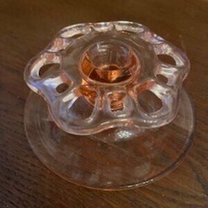 Vintage Open Work Pink by Lancaster Single Candlestick Holder Depression1930's